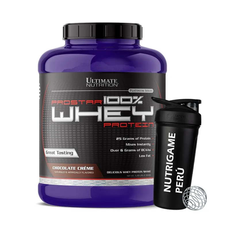 ULTIMATE NUTRITION - Proteína Prostar 100% Whey 5 LB CHOCOLATE +Shaker - Tienda Física