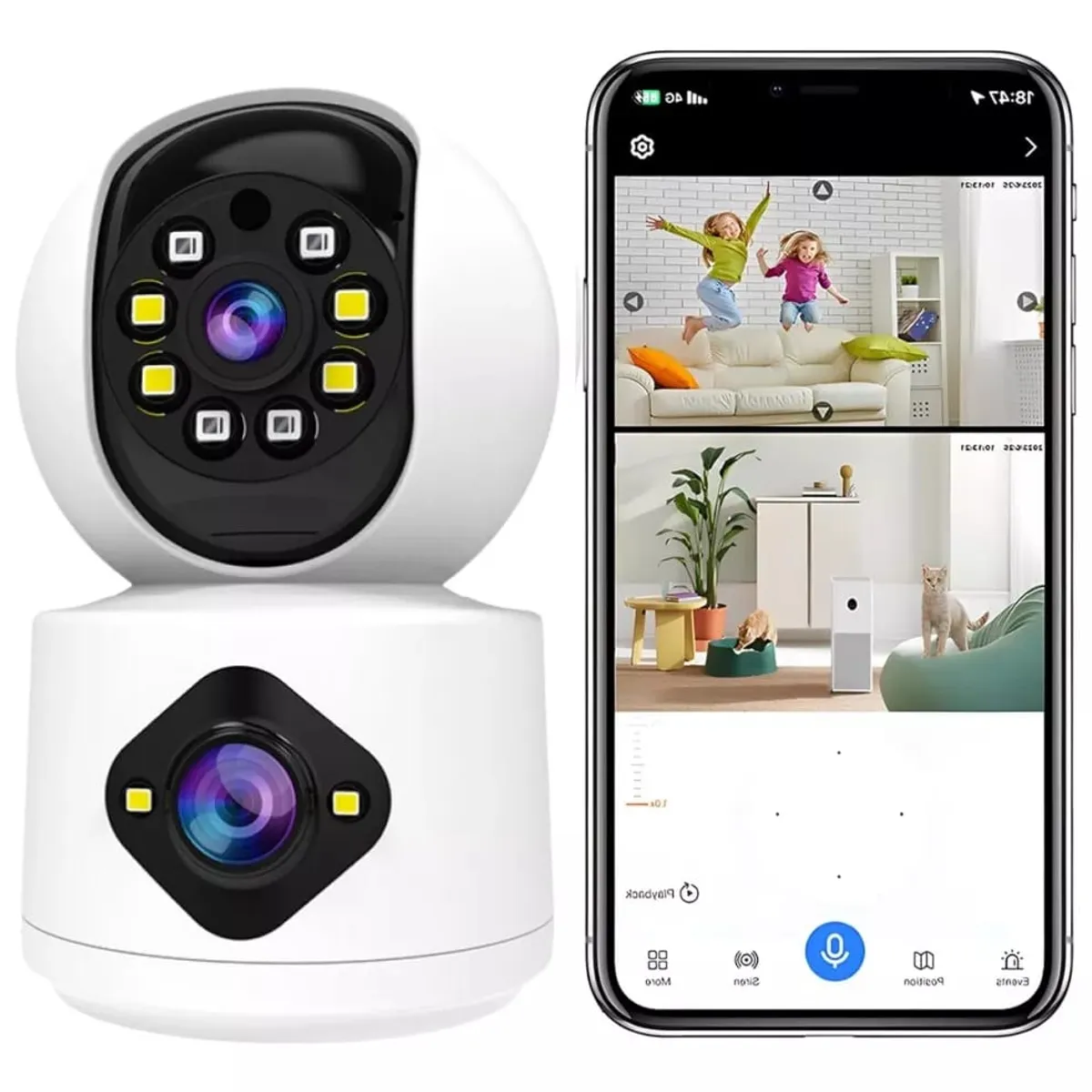 OEM - Camara de Seguridad Doble Lente Conexion WiFi Interior