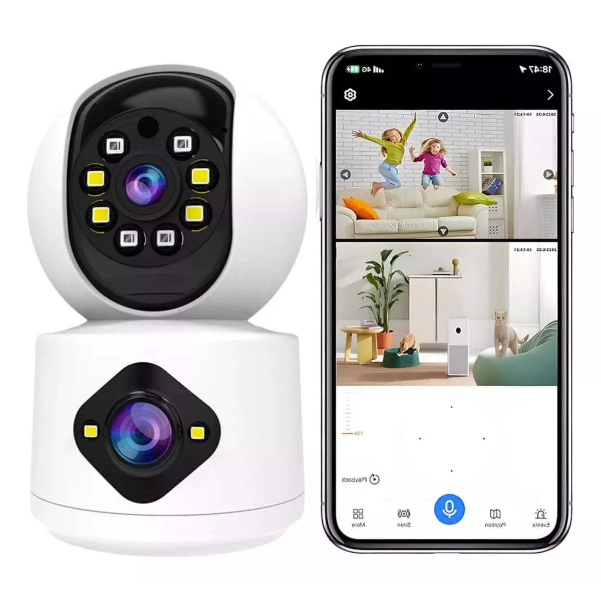 OEM - Camara de Seguridad Doble Lente Conexion WiFi Interior