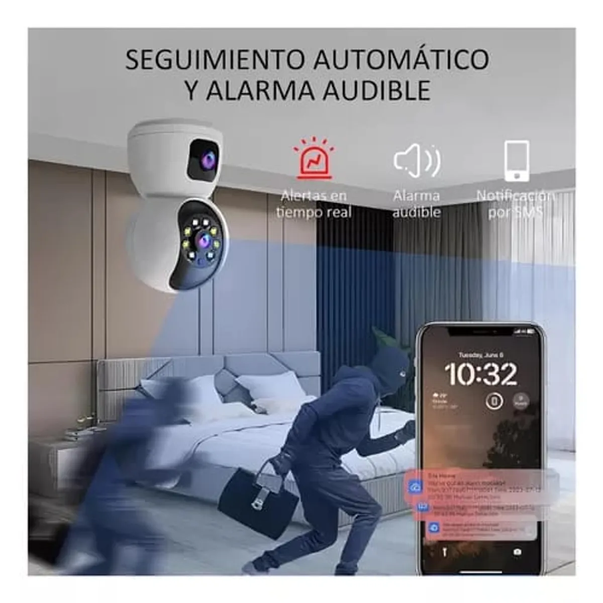 OEM - Camara de Seguridad Doble Lente Conexion WiFi Interior