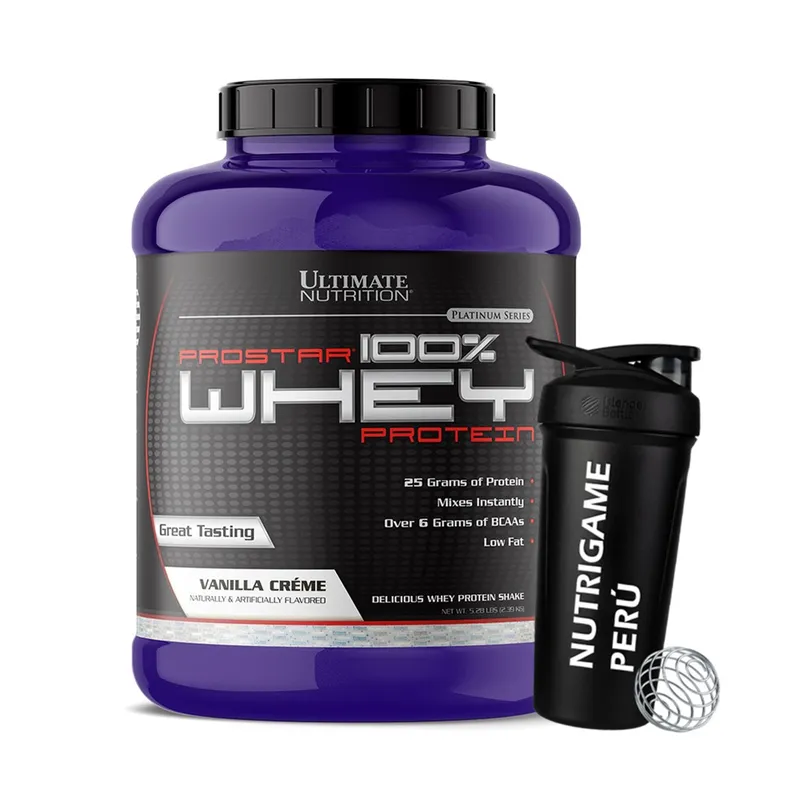 ULTIMATE NUTRITION - Proteína Prostar 100% Whey 5 LB VAINILLA +Shaker - Tienda Física