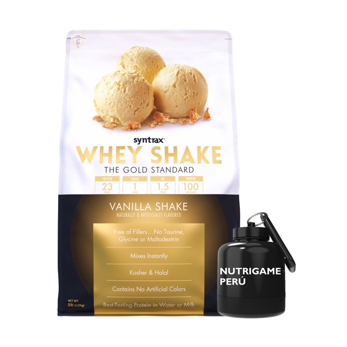 SYNTRAX - Proteína Whey Shake 5 LB Syntrax VAINILLA SHAKE +Porta - Tienda Física