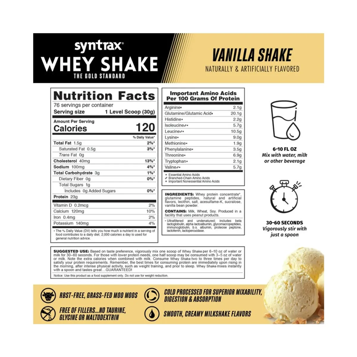 SYNTRAX - Proteína Whey Shake 5 LB Syntrax VAINILLA SHAKE +Porta - Tienda Física