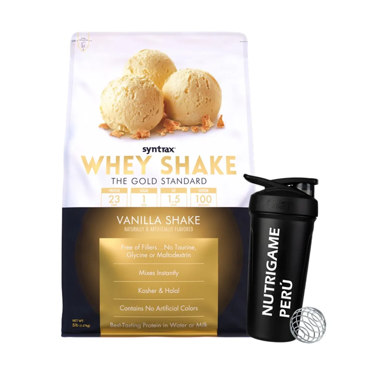 SYNTRAX - Proteína Whey Shake 5 LB Syntrax VAINILLA SHAKE +Shaker- Tienda Física