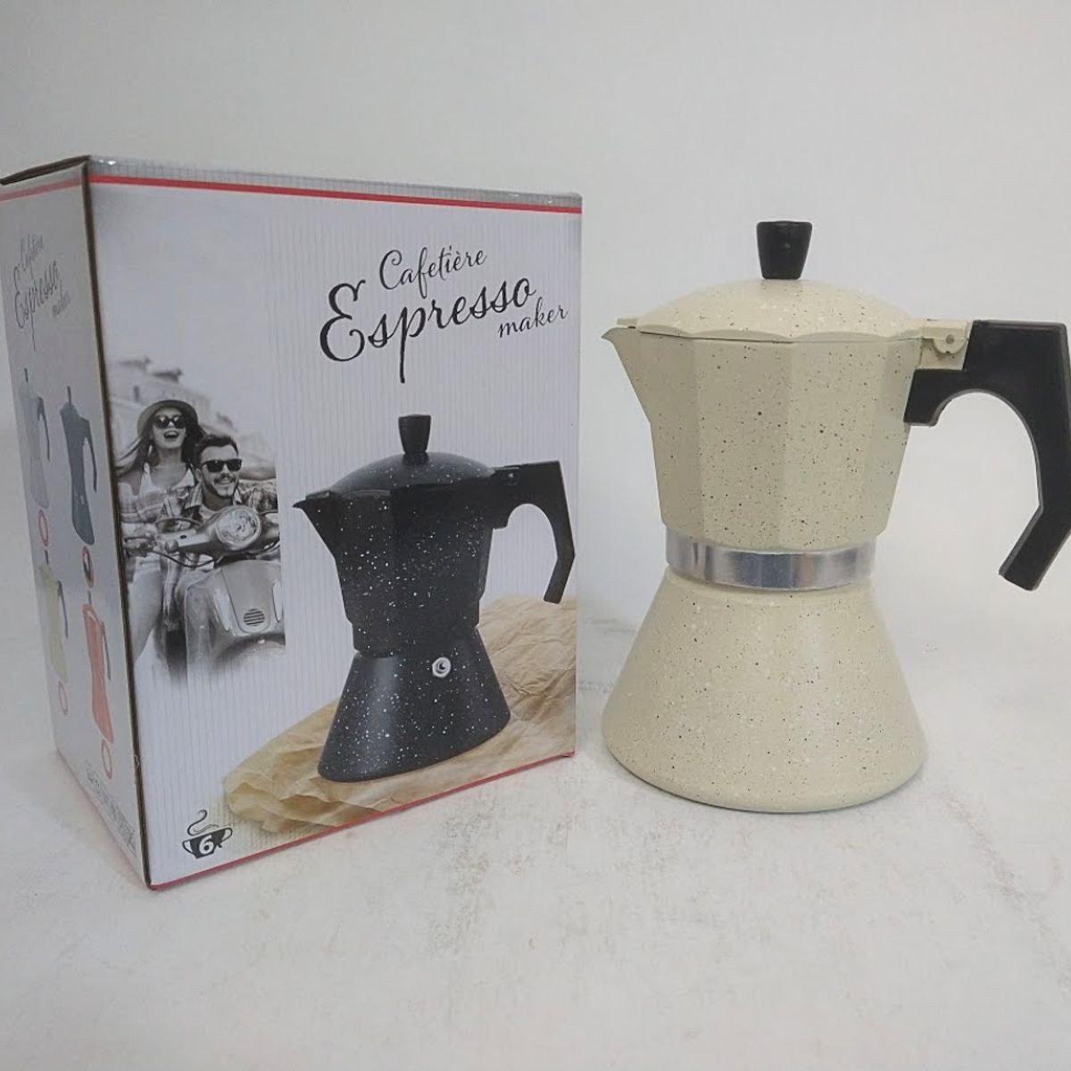 GENERICO - Kit cafetera moka italiana 6tz + taza doble pared 250 ml