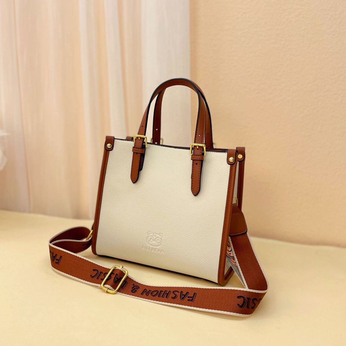 GENERICO - Bolso beige de cuero PU importado