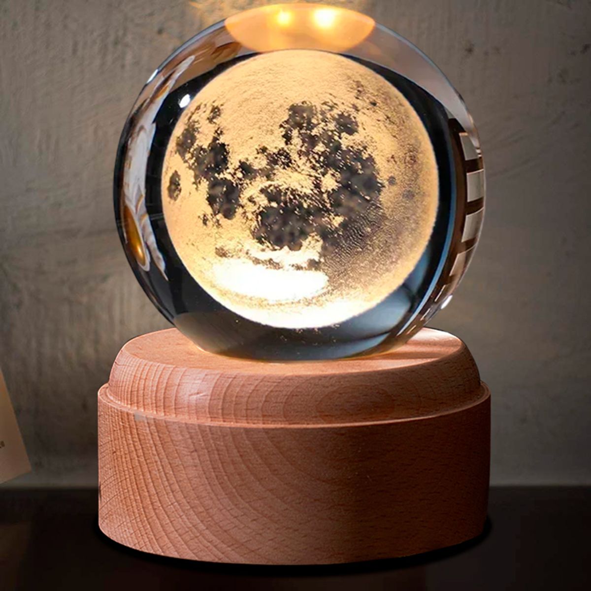 GENERICO - LAMPARA ESFERA 3D GIRATORIO MOD LUNA