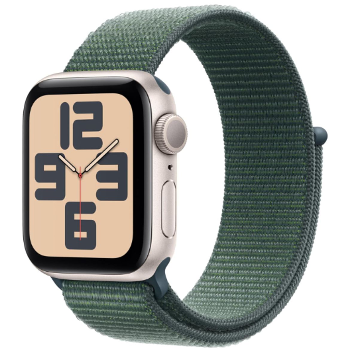 APPLE - Apple Watch SE 2024 GPS 40mm Starlight Aluminum Green Loop Band A2722