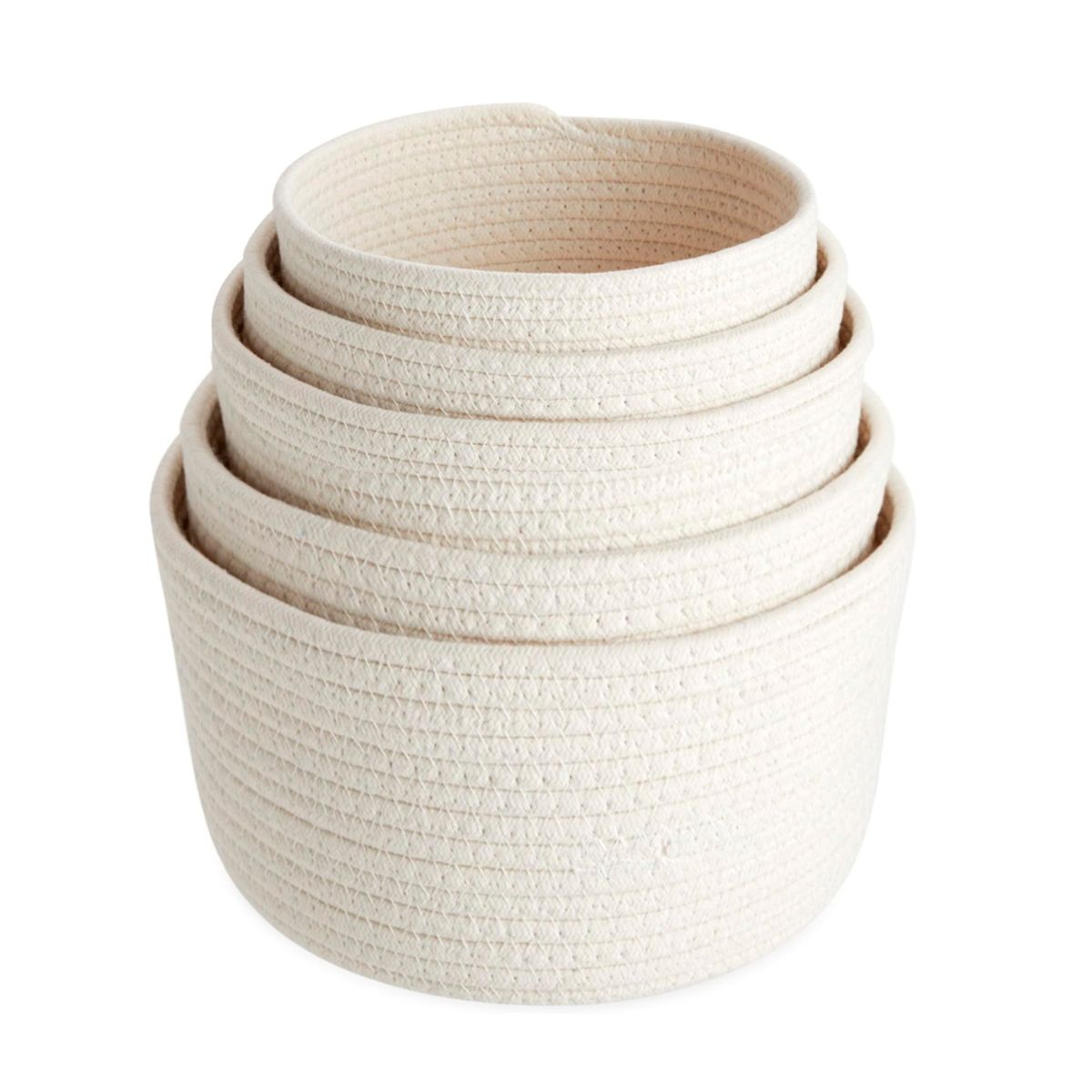 INSPIRA - Set de 5 cestas de Almacenamiento de Cuerda Tejidas