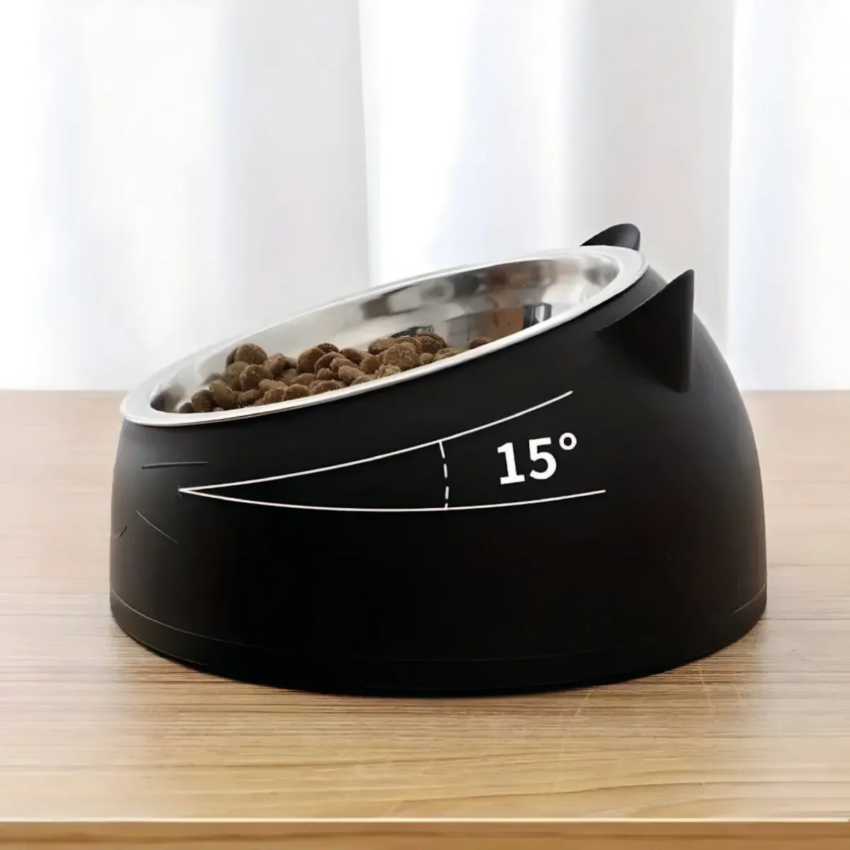 S&T - Plato Acero Inoxidable Para Mascotas Negro - Talla S