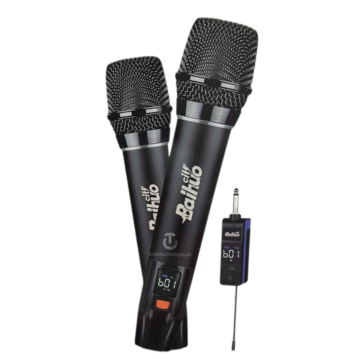 SEISA - Doble Microfono Inalambrico Recargable Negro Karaoke