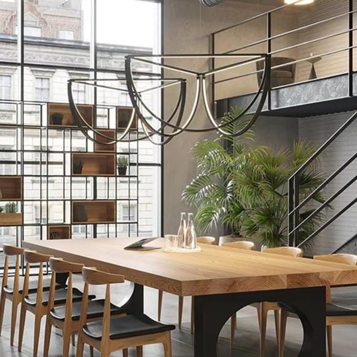 DMUEBLES - DM MESA DE TRABAJO/CONFERENCIA 300 CM + 8 SILLONES - NATURAL/NEGRO