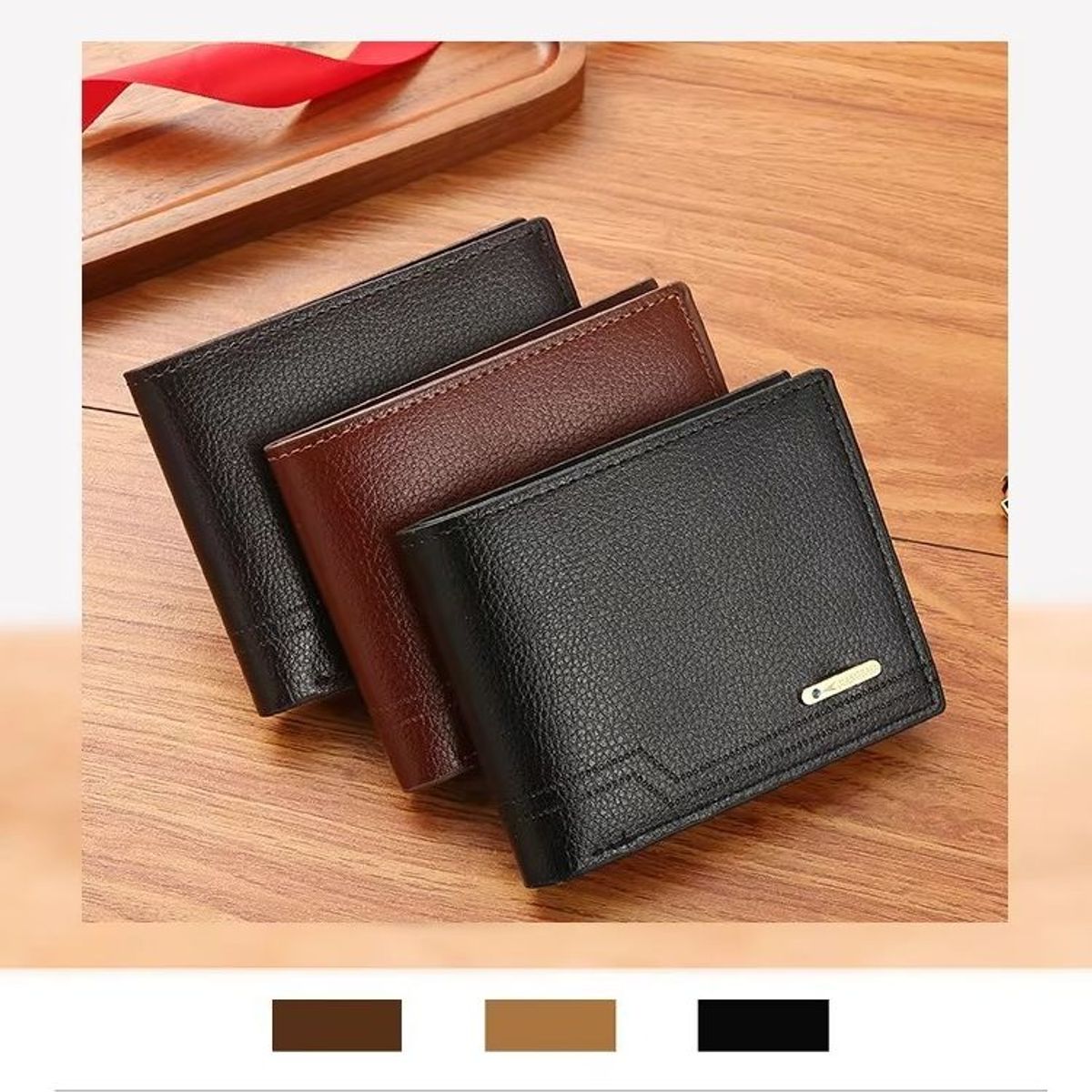 GENERICO - BILLETERA DE HOMBRE DELGADA PLEGABLE CON TARJETERO Y CREMALLERA