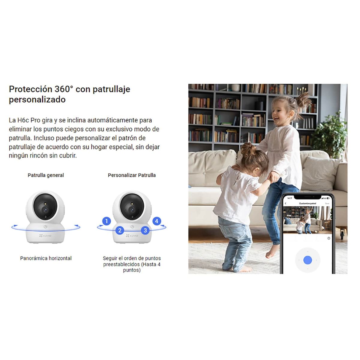 EZVIZ - Ezviz Cámara de Vigilancia Wifi H6C PRO 3MP Gira 360 con Boton Llamada