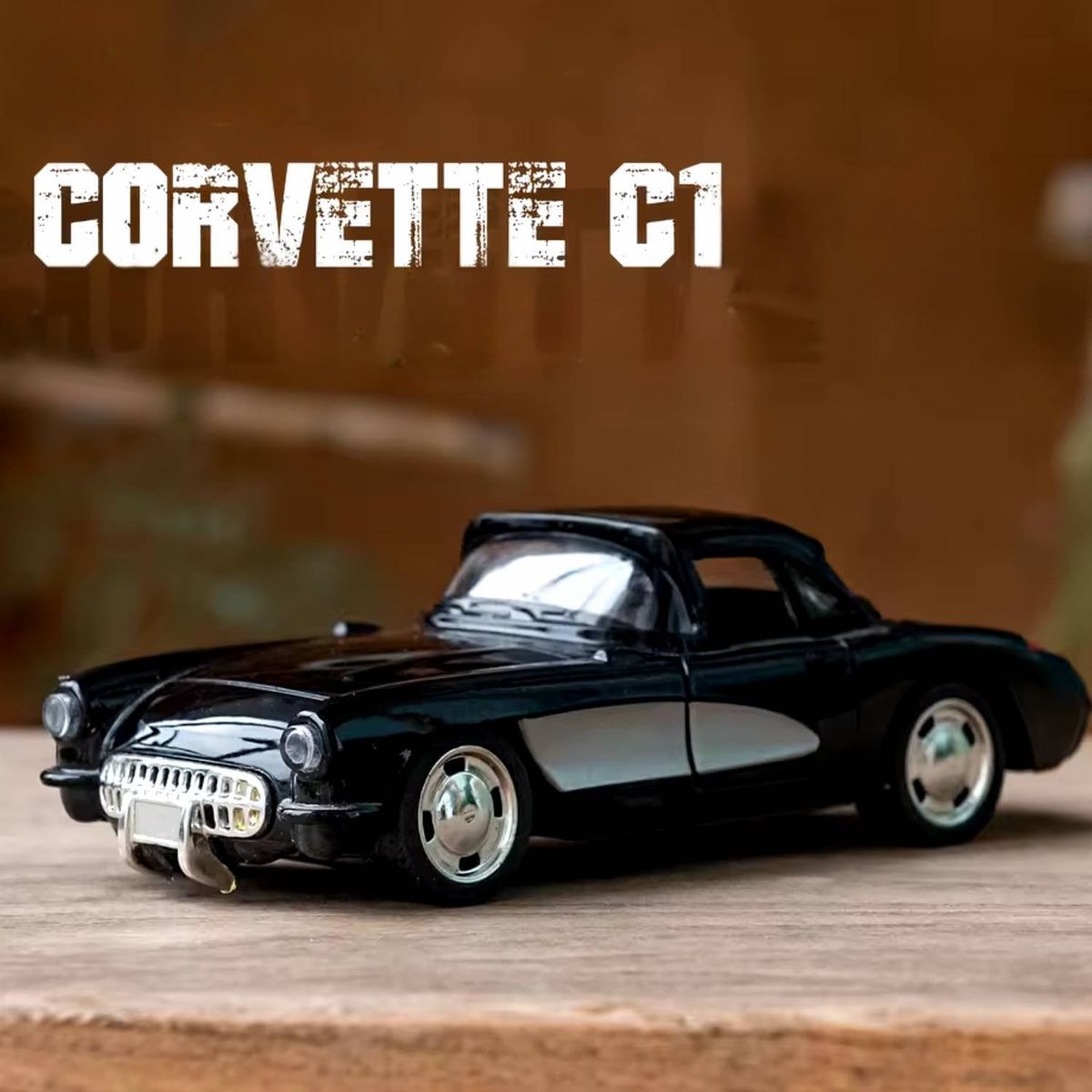 GENERICO - Auto Clasic Corvette Negro 1957 13 Cm