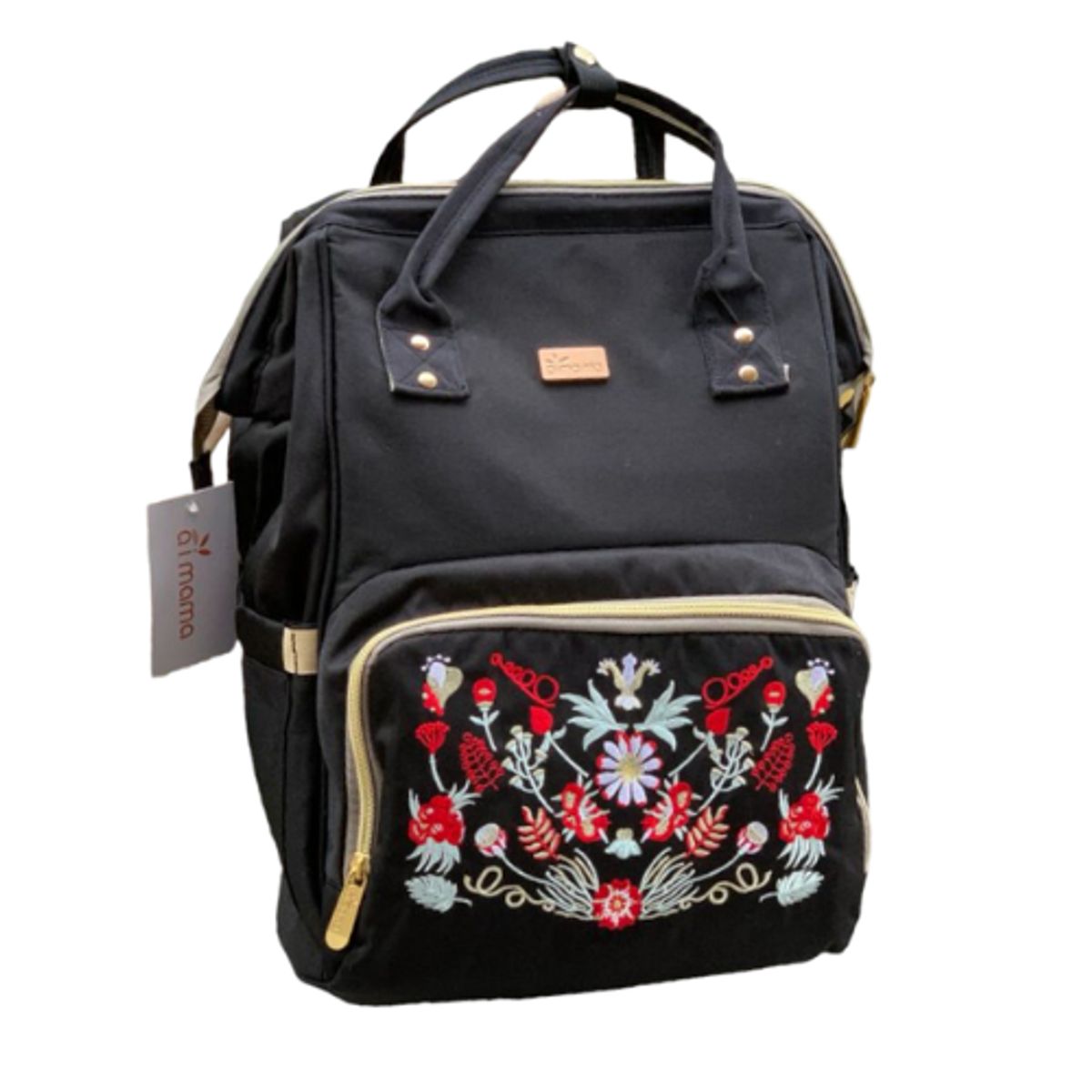 AIMAMA - Mochila Pañalera Negra Bordada