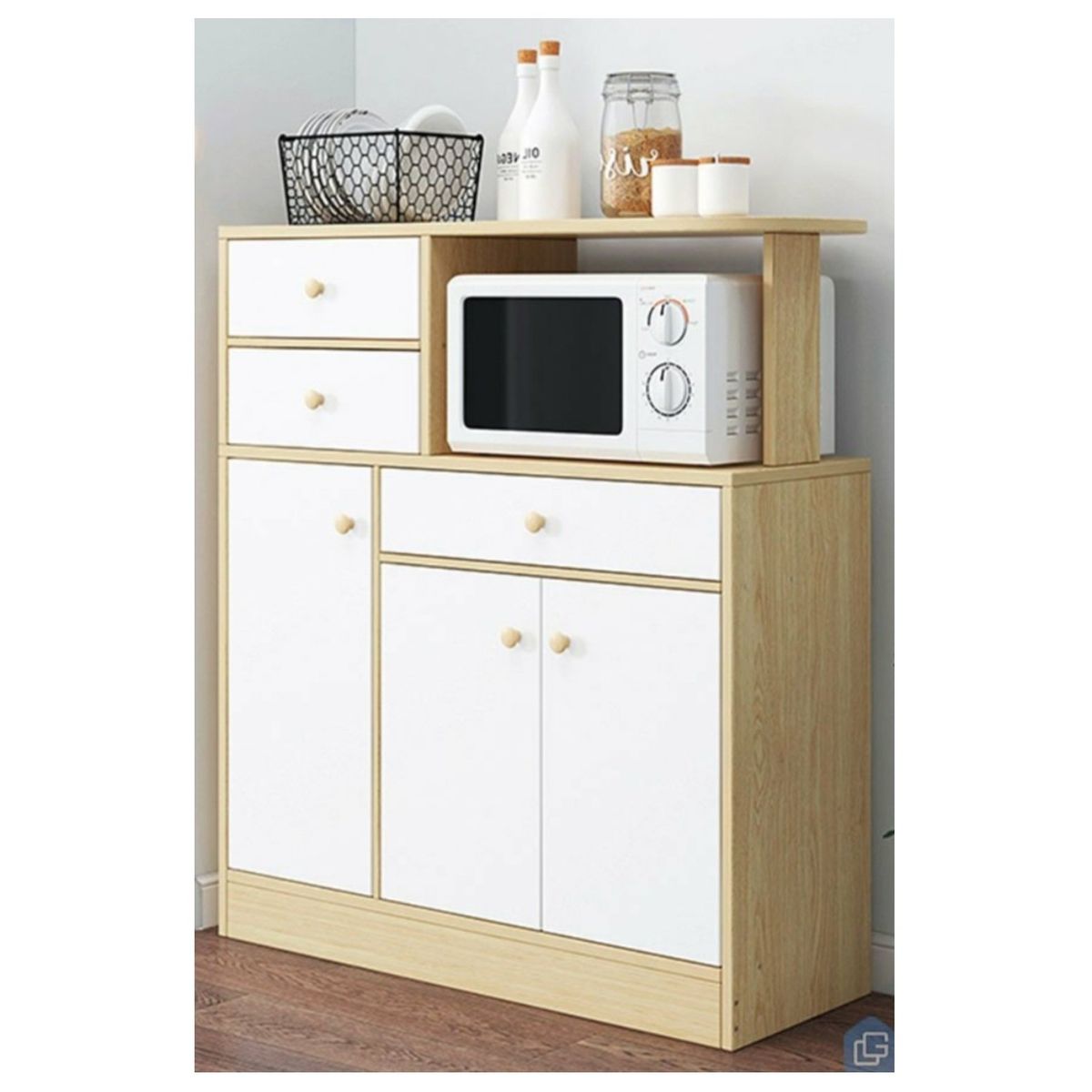 GENERICO - Mueble de Cocina multiusos Milan 1 Color Duna y Blanco R&R Muebles