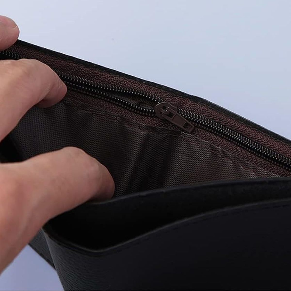 GENERICO - BILLETERA DE HOMBRE DELGADA PLEGABLE CON TARJETERO Y CREMALLERA