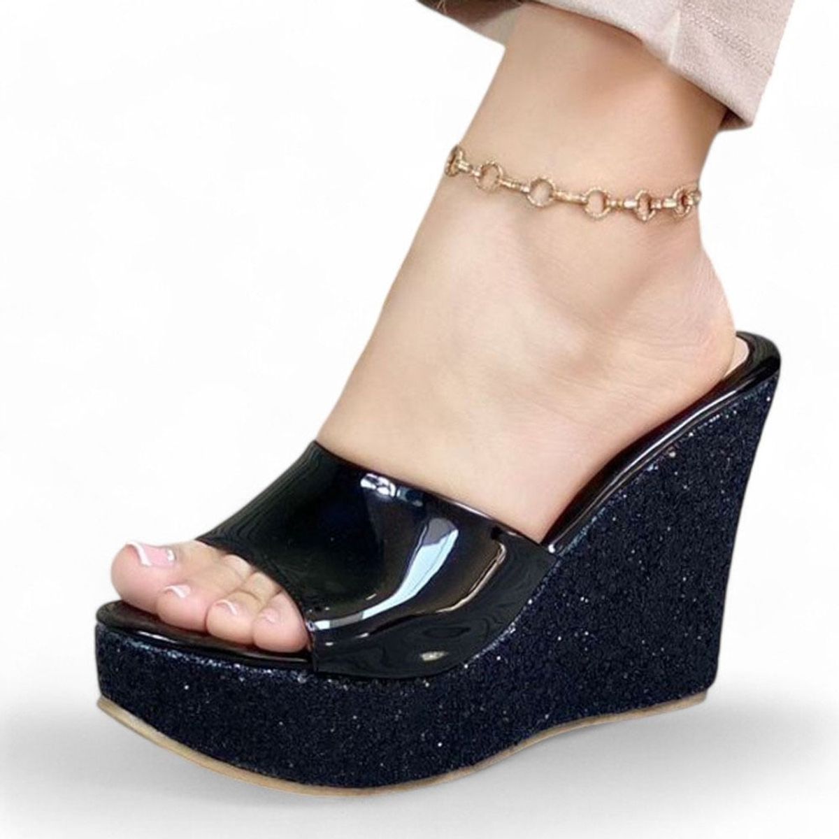 GENERICO - Taco Mujer Yomar Err. Precio Plataforma Classic Charol 2086L-52 Taco 9 Negro