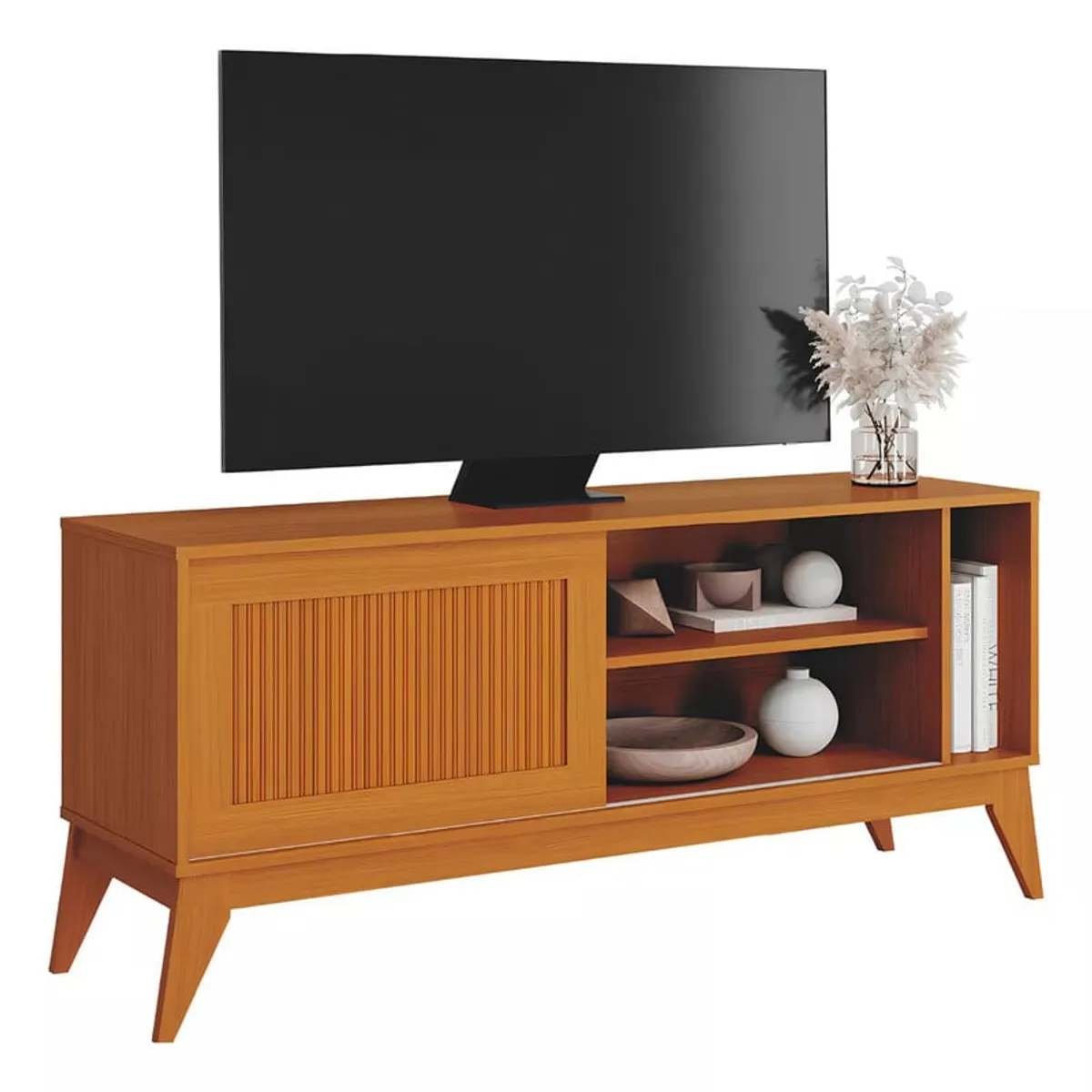 2020 HOME PERU - Mesa de TV para 50 Pulgadas Aruba  - Blanco Apagado  Cedro