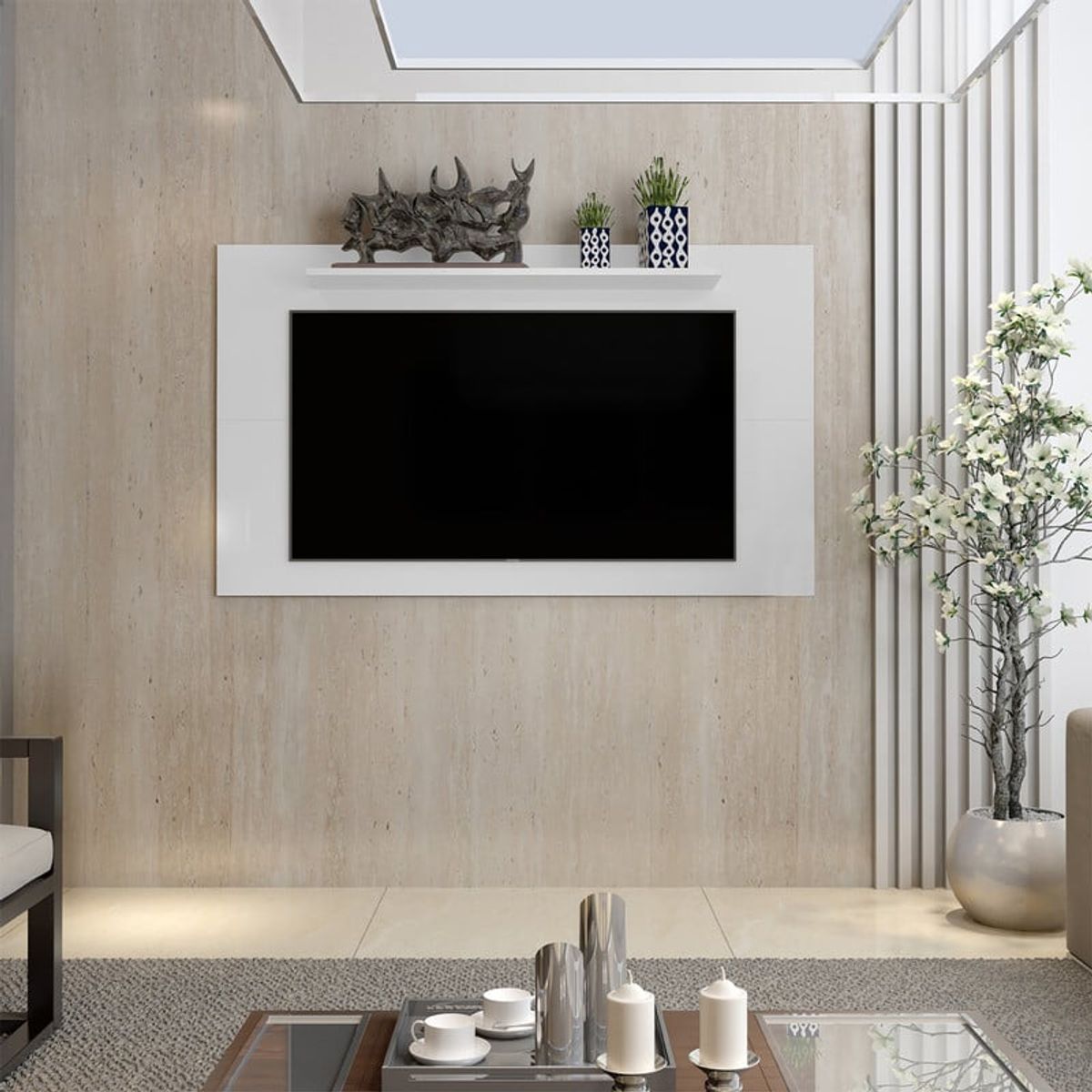 2020 HOME PERU - Panel de TV para 55 Pulgadas Samba - Blanco