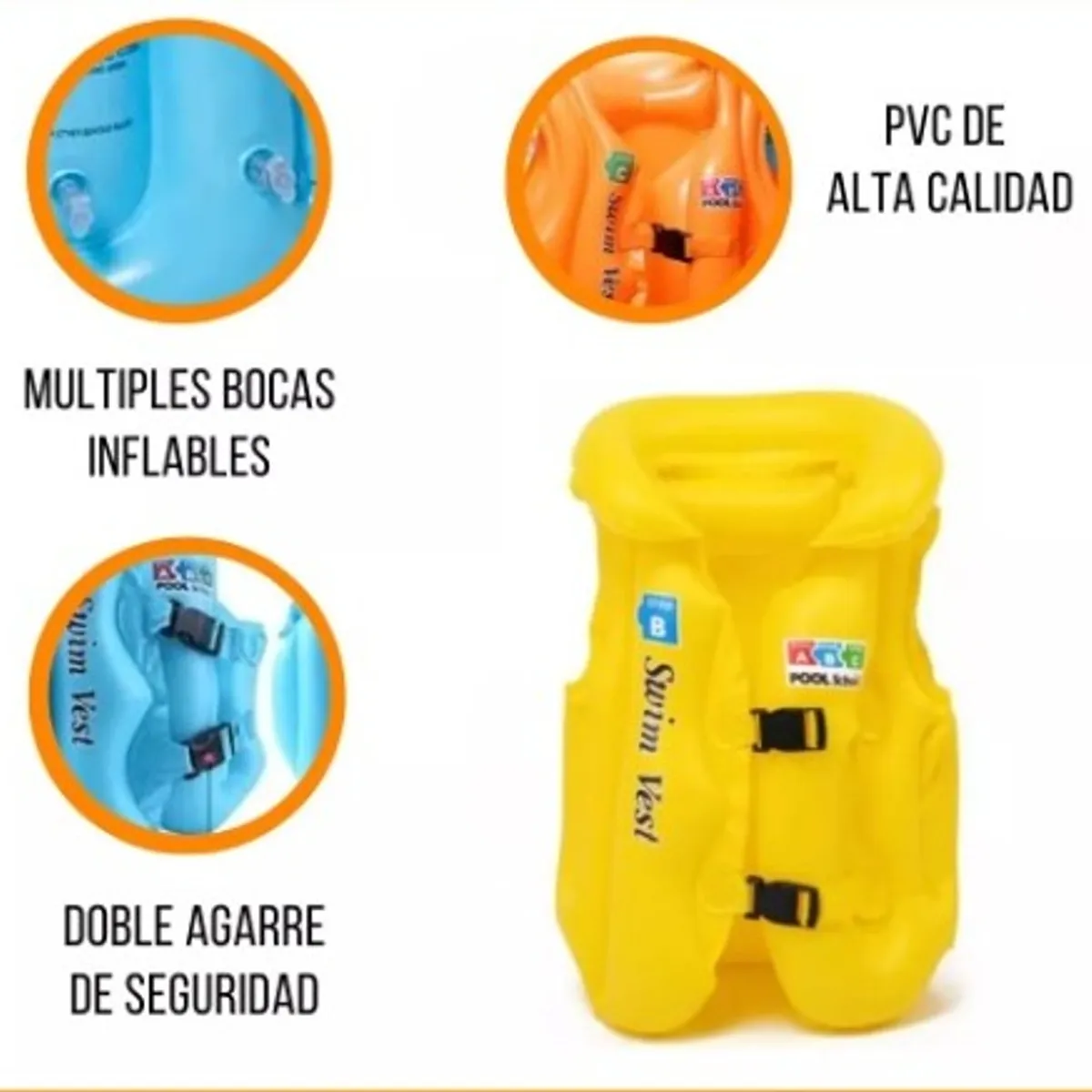 GENERICO - Chaleco Flotador Salvavidas Para Niños Amarillo