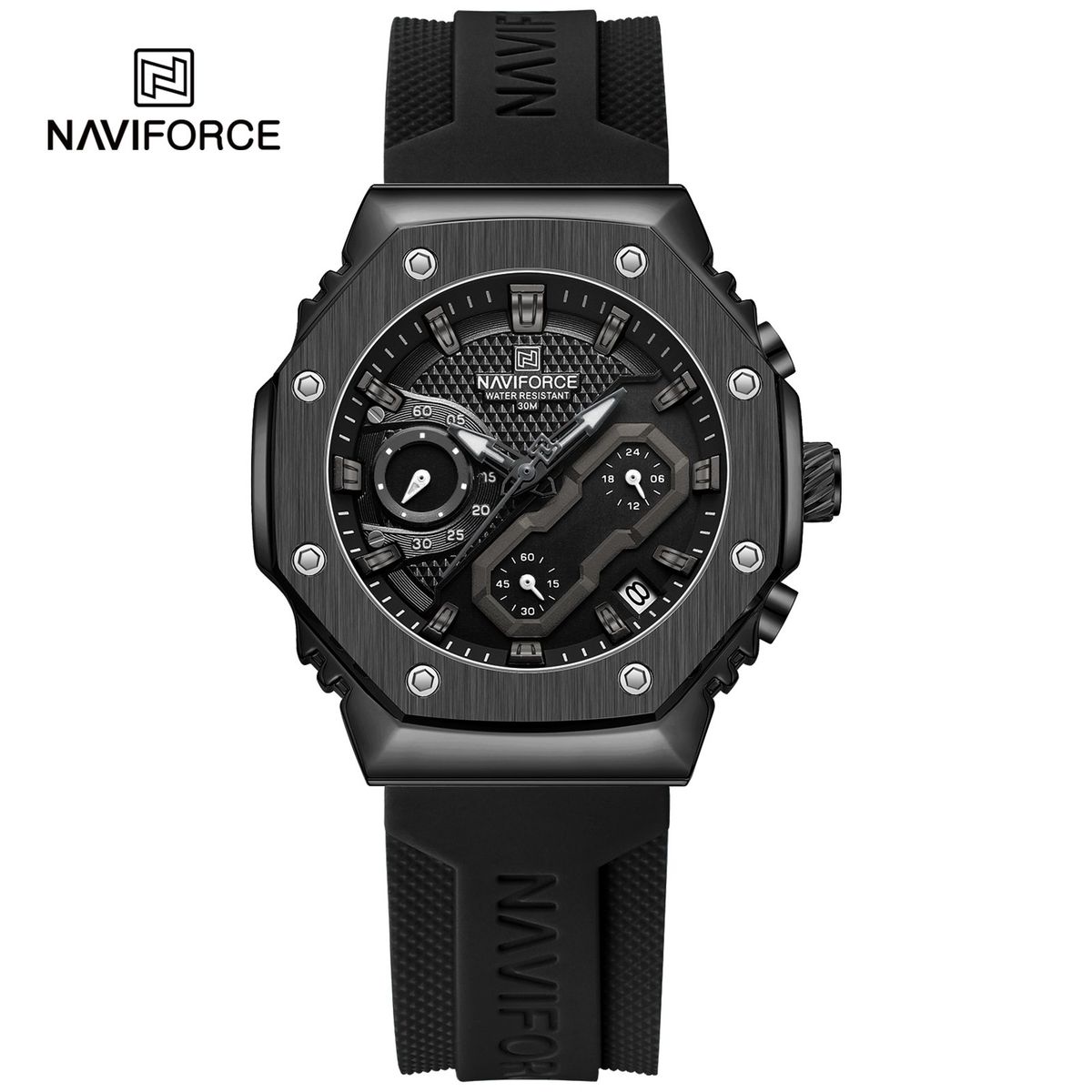 NAVIFORCE - Reloj Naviforce 8035 Borde Negro Correa Negra