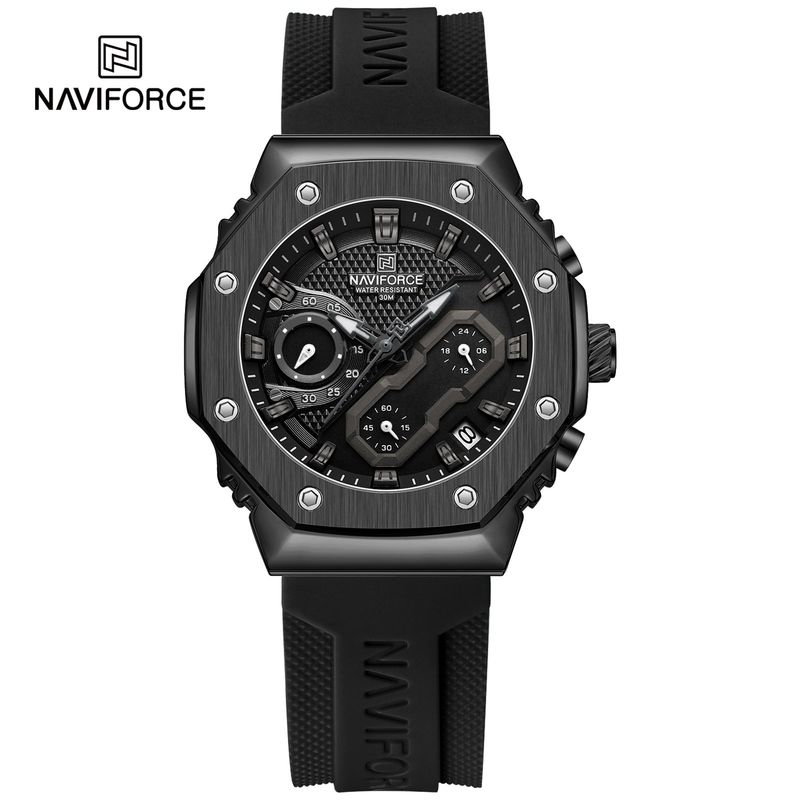 NAVIFORCE - Reloj Naviforce 8035 Borde Negro Correa Negra