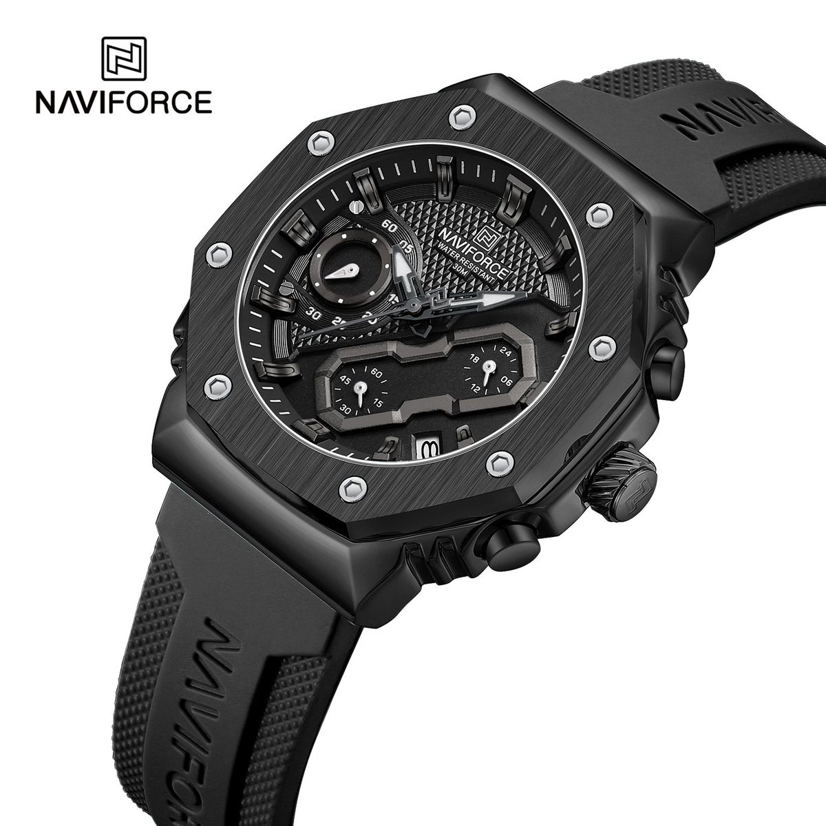 NAVIFORCE - Reloj Naviforce 8035 Borde Negro Correa Negra