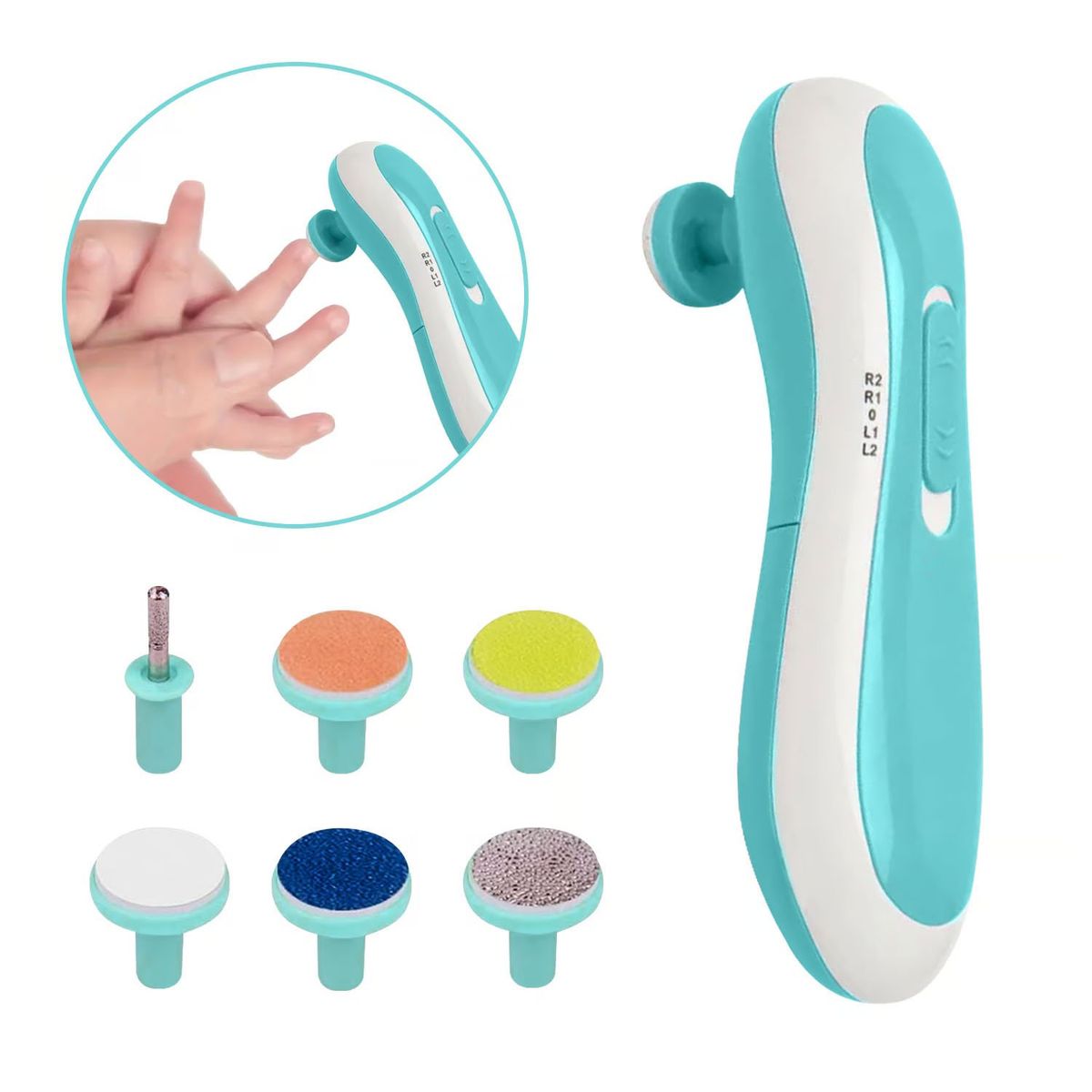 GENERICO - Kit Limador de Uñas Eléctrico para Bebes Celeste