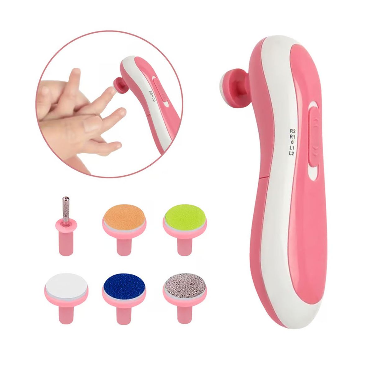 GENERICO - Kit Limador de Uñas Eléctrico para Bebes Rosado