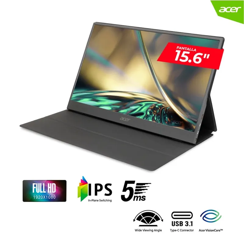ACER - MONITOR ACER PORTATIL PM161Q 156 FHD IPS 5ms 1x Mini HDMI 1x USBC