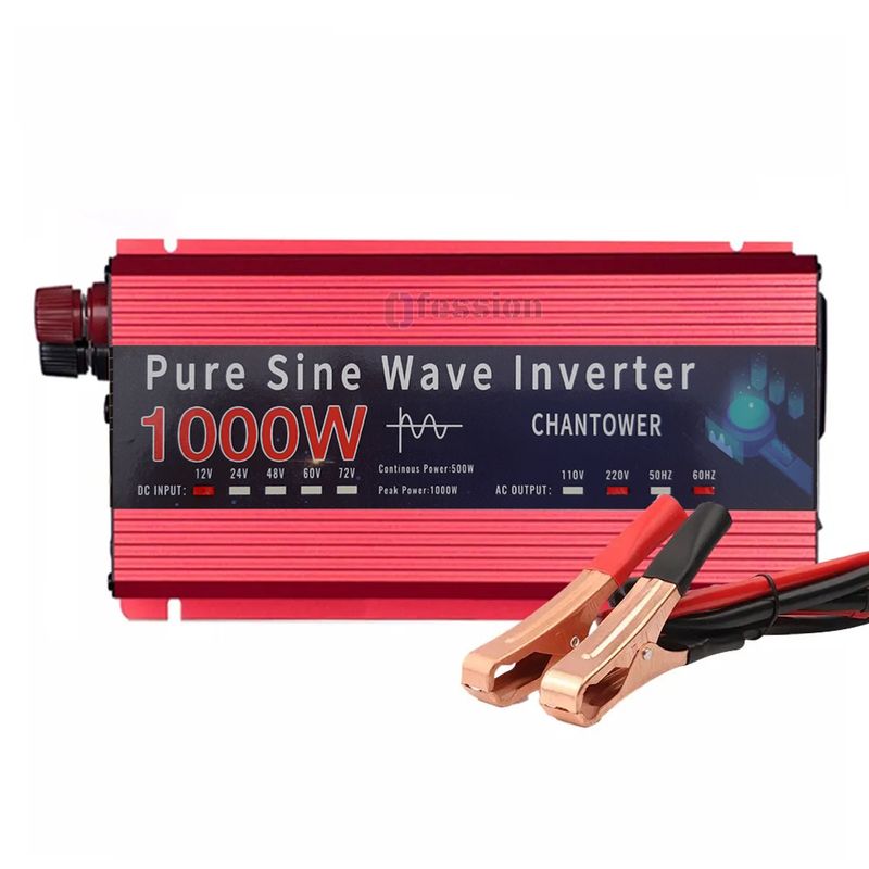 GENERICO - Inversor de corriente onda pura sinusoidal 12V 220V 1000w