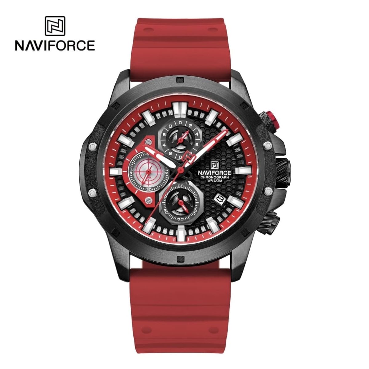 NAVIFORCE - Reloj Naviforce 8036 Borde Negro Correa Roja