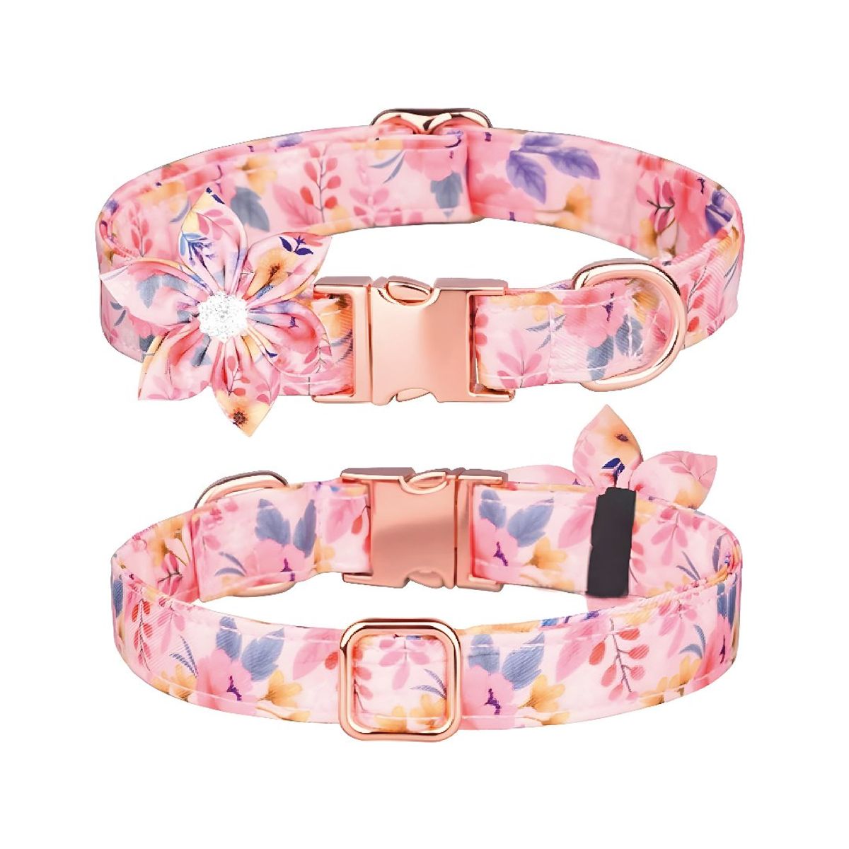 S&T - Collar Floral Para Mascotas Rosado - Talla M