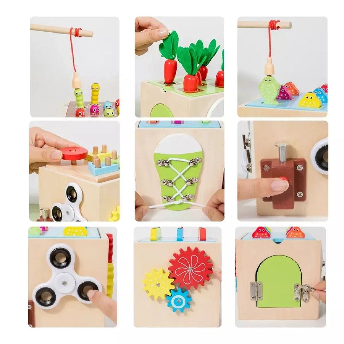 GENERICO - Cubo Didáctico de Madera Montessori Multifunción 9 en 1