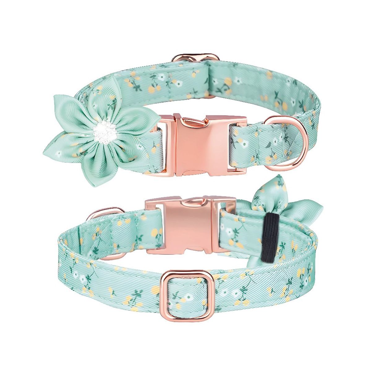 S&T - Collar Floral Para Mascotas Verde Claro - Talla L