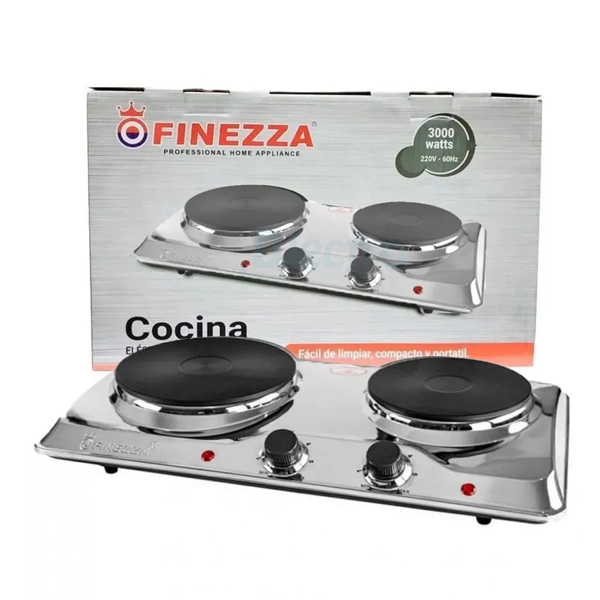FINEZZA - Cocina Eléctrica 2 Hornillas FINEZZA FZ-204D4CH Acero