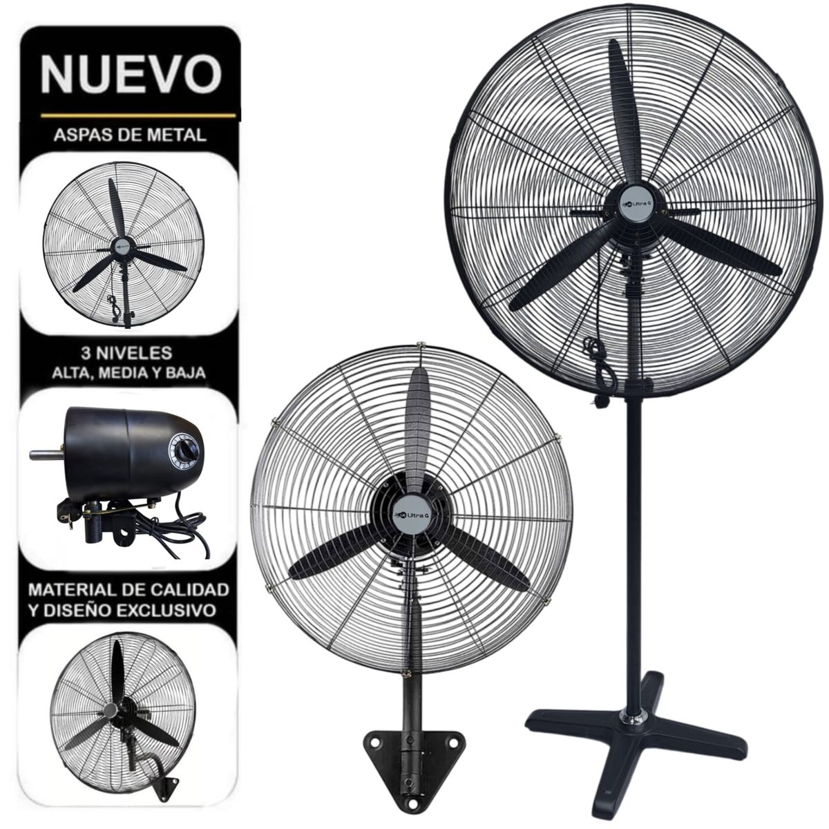 GENERICO - Ventilador 2 EN 1 Industrial 30" Pulgadas 250W NEGRO