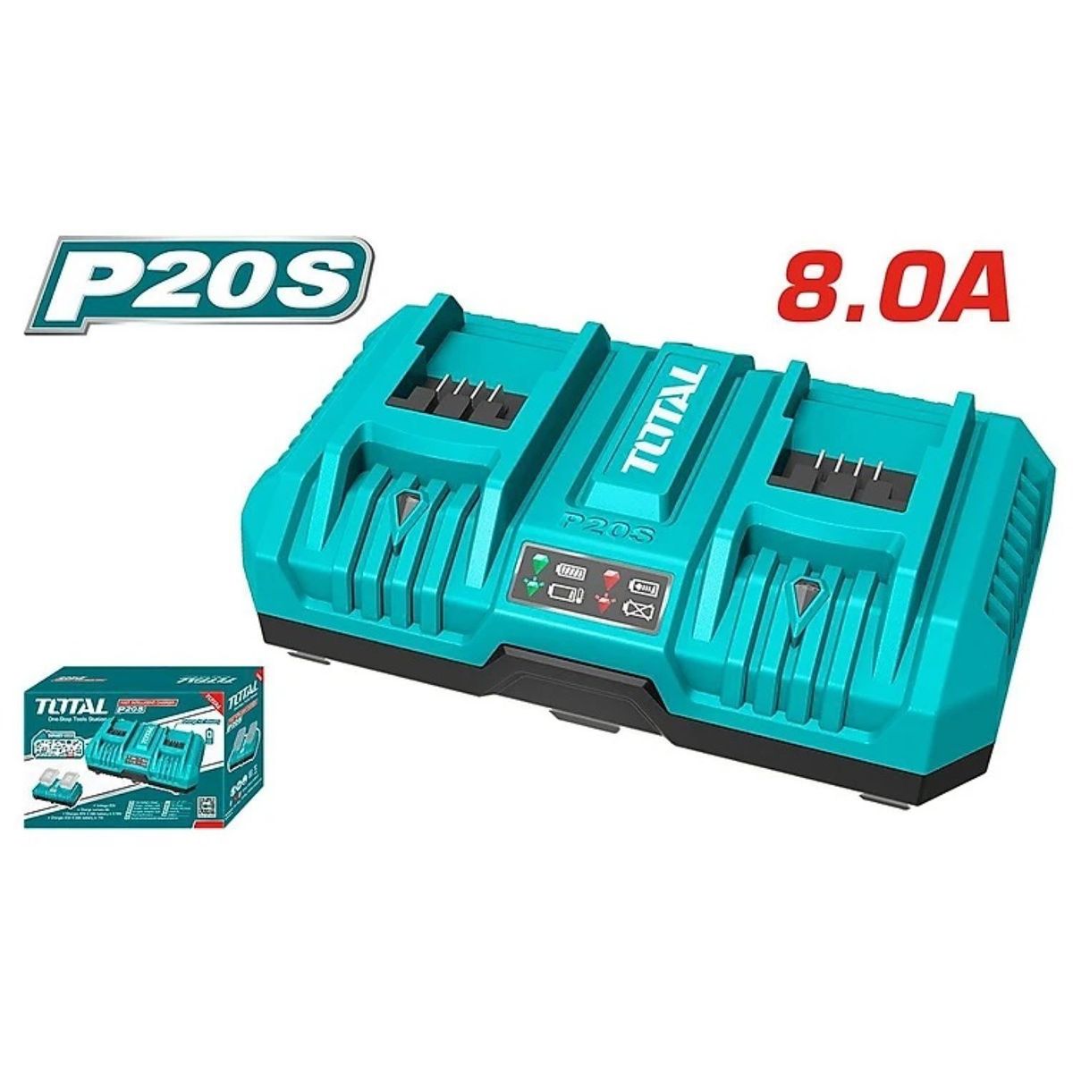 TOTAL TOOLS - CARGADOR TOTAL P20S 8.0A 20V SALIDA:4A+4A 2 PUERTO-TFCLI2082