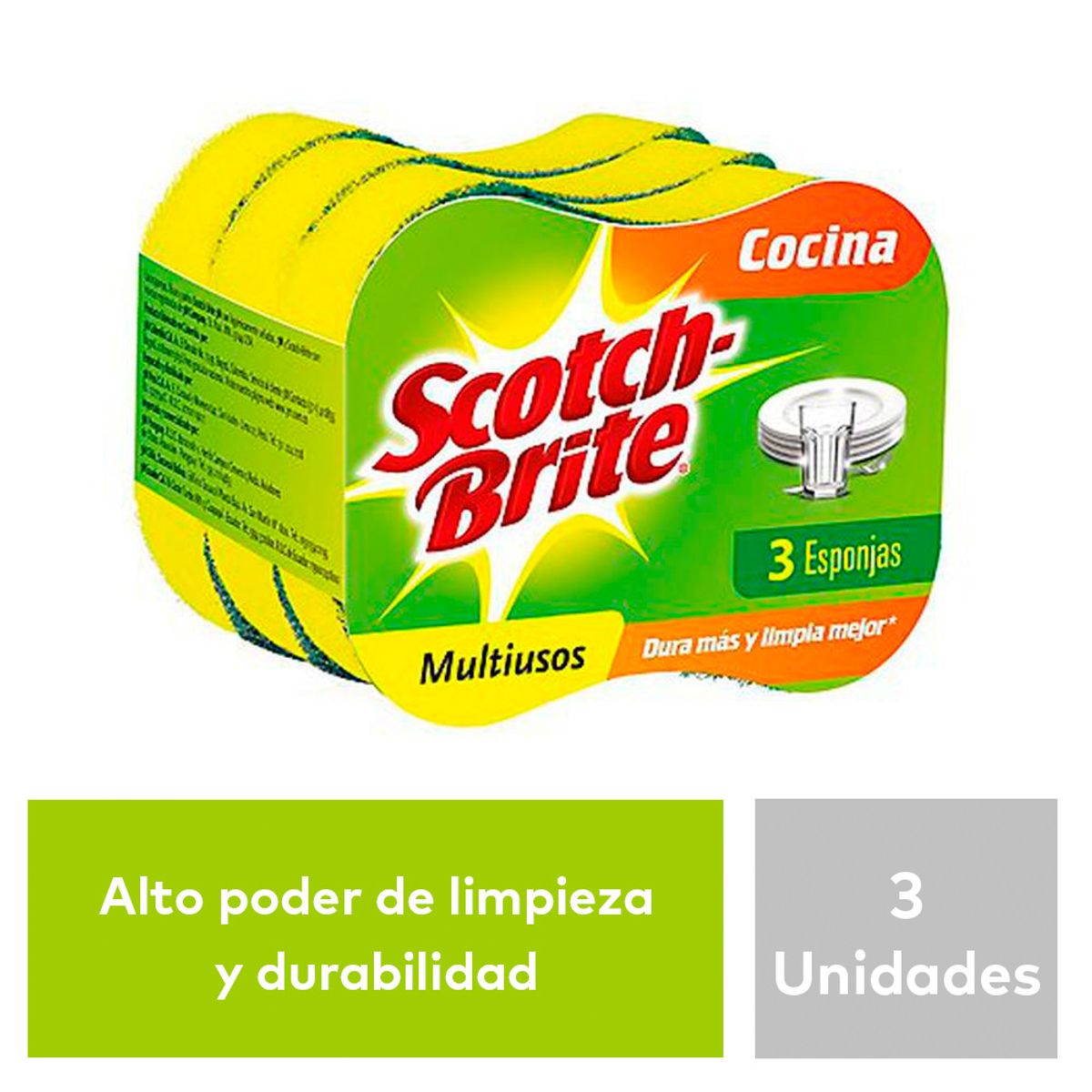 SCOTCH BRITE - Esponja Scotch Brite 2en1 x3