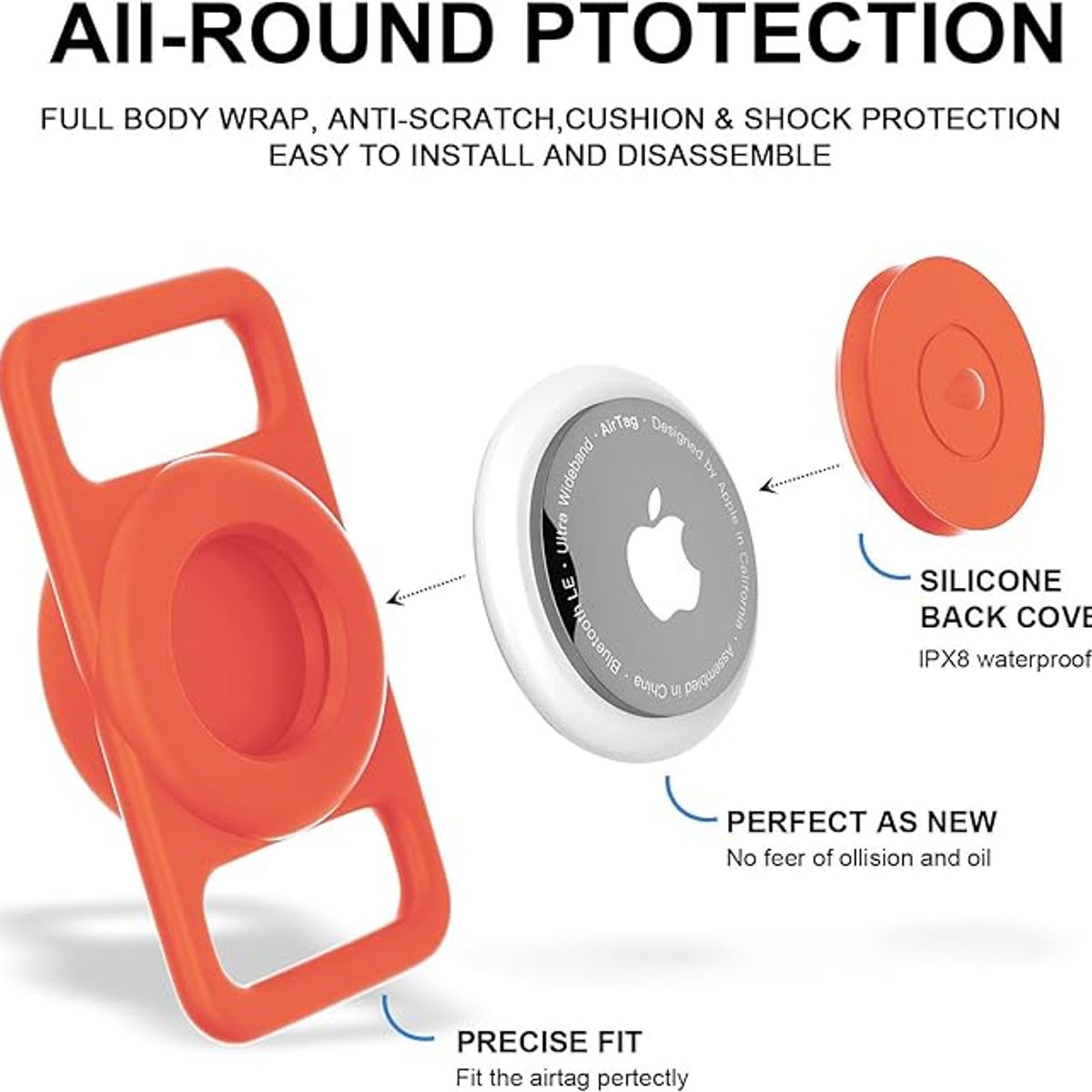 GENERICO - Funda para Apple Airtag Localizador de Perros Blanco