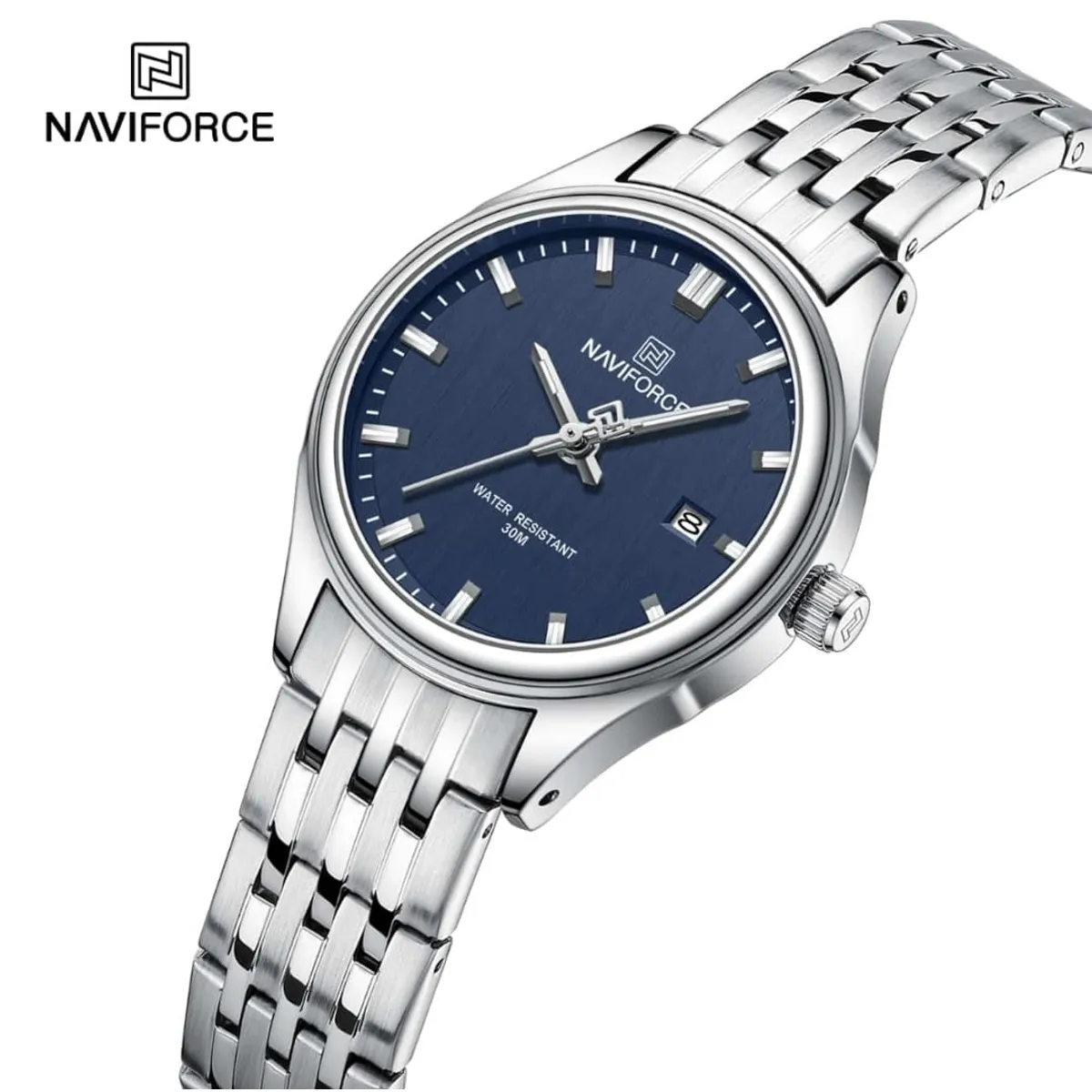 NAVIFORCE - Reloj Naviforce 8039L Correa Acero  Fondo Azul Para Dama