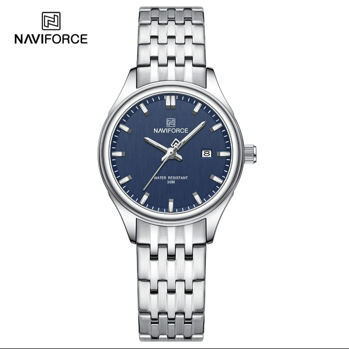 NAVIFORCE - Reloj Naviforce 8039L Correa Acero  Fondo Azul Para Dama