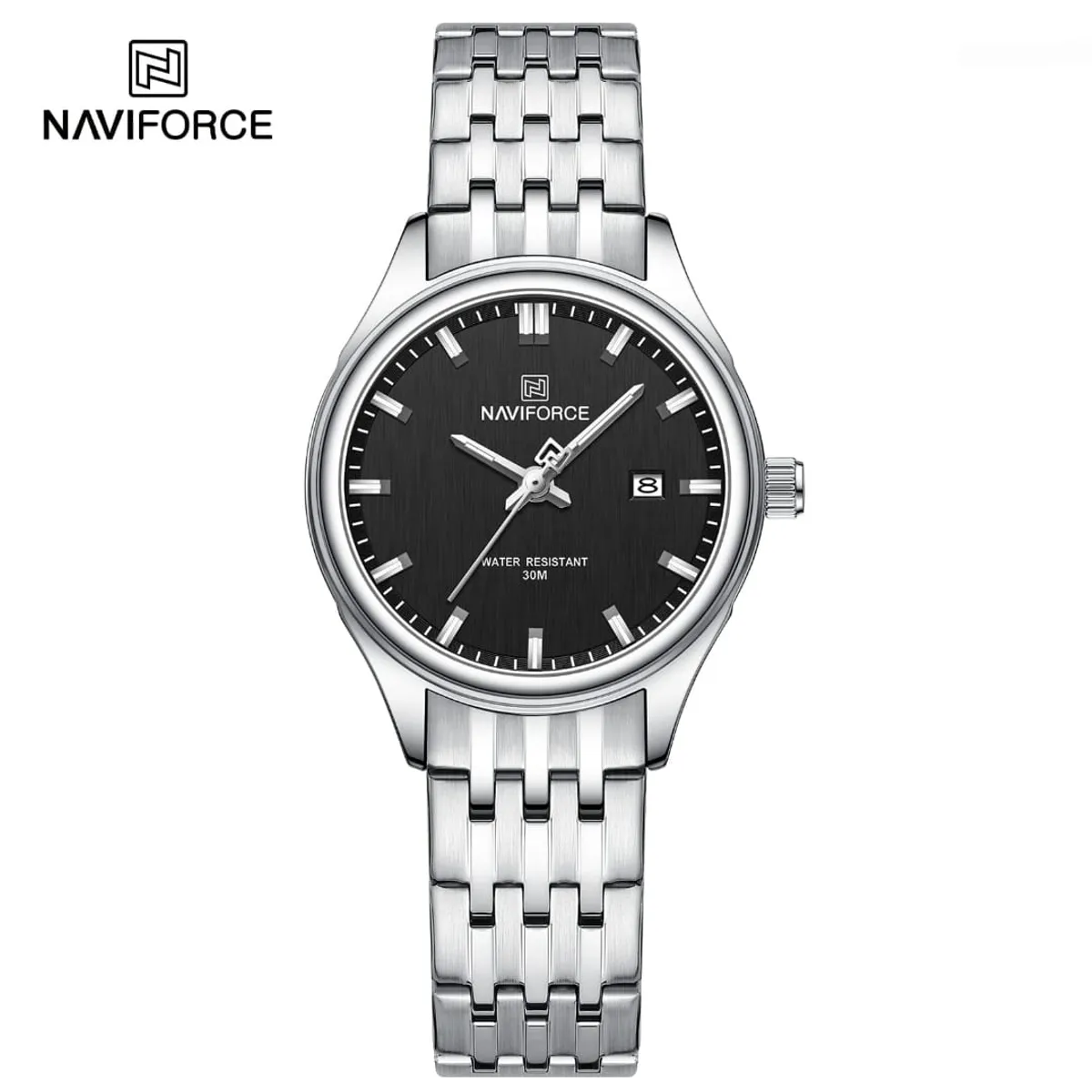 NAVIFORCE - Reloj Naviforce 8039L Correa Acero  Fondo Negro Para Dama