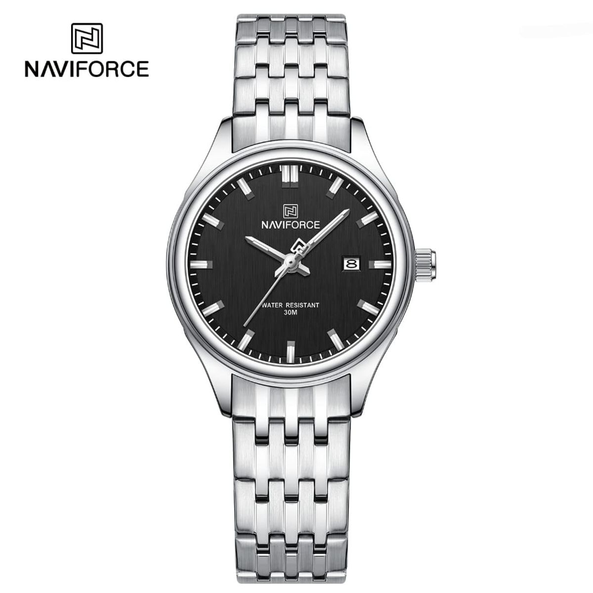 NAVIFORCE - Reloj Naviforce 8039L Correa Acero  Fondo Negro Para Dama