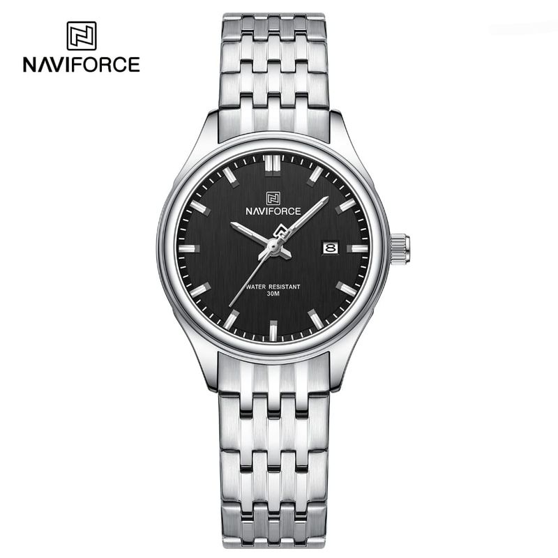 NAVIFORCE - Reloj Naviforce 8039L Correa Acero  Fondo Negro Para Dama