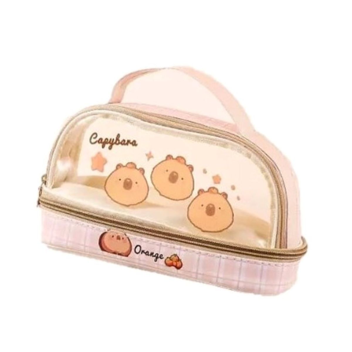 GENERICO - CARTUCHERA  NECESER DOBLE COMPARTIMENTO CAPIBARA - BEIGE