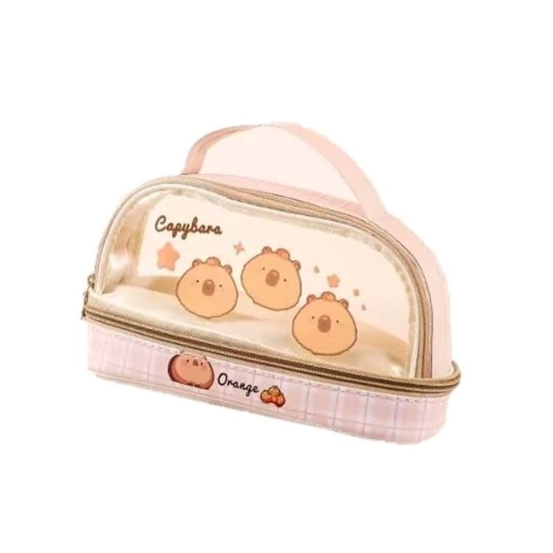 GENERICO - CARTUCHERA  NECESER DOBLE COMPARTIMENTO CAPIBARA - BEIGE