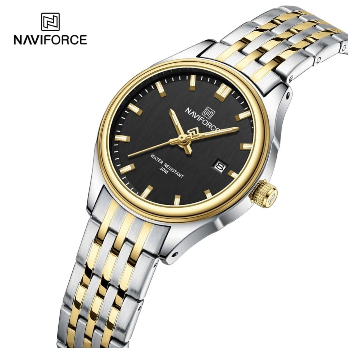 NAVIFORCE - Reloj Naviforce 8039L Correa Acero detalles dorados Para Dama